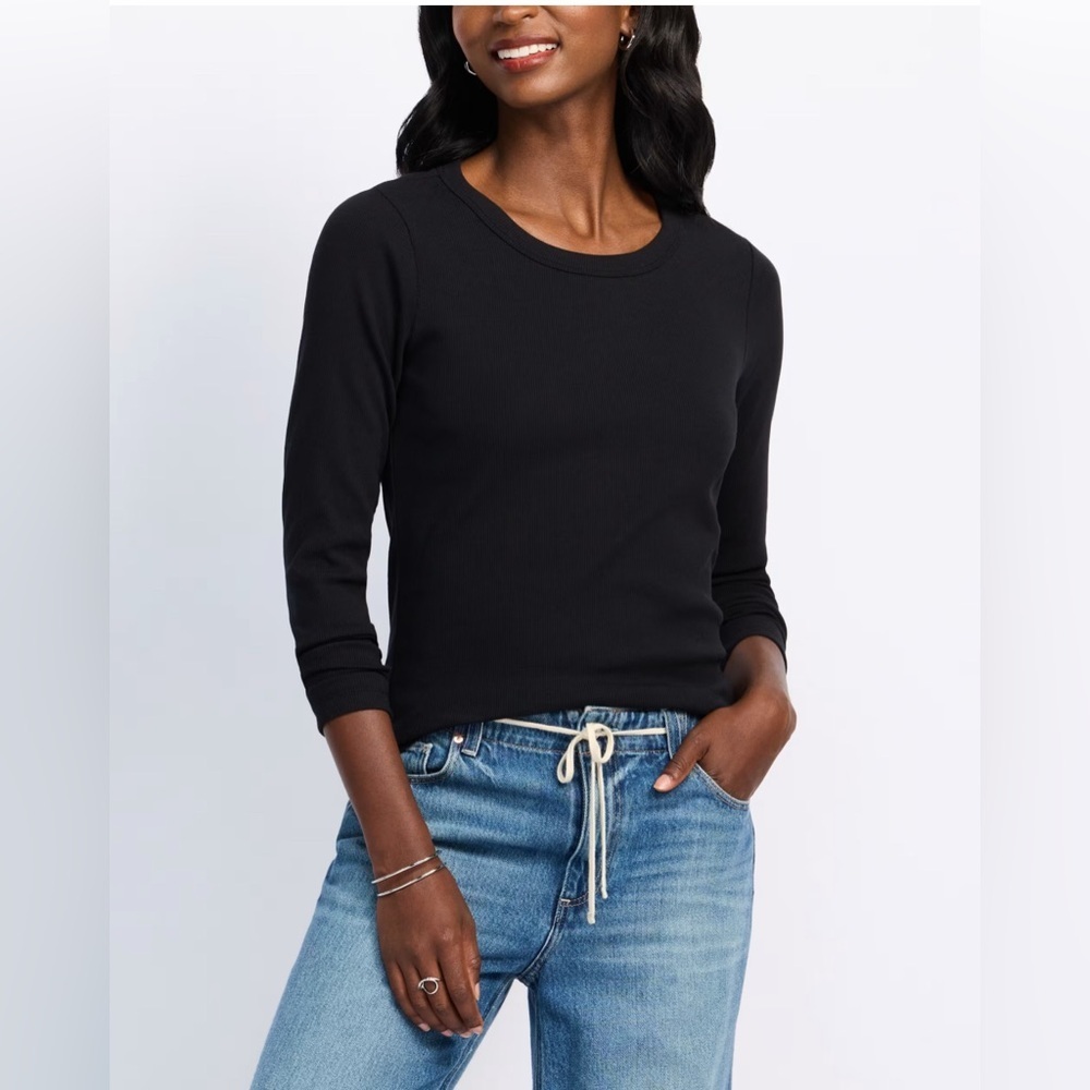 NEW…MARKET & SPRUCE 2 Pack Pearl Cotton Rib Long Sleeve Tee - Picture 2 of 5